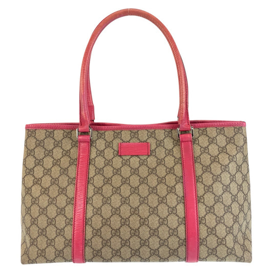 14949
GUCCI グッチ ピンク ブラウン シルバー金具 GGスプリームキャンバス / レザー 114595 トートバッグ ショルダーバッグ  レディース