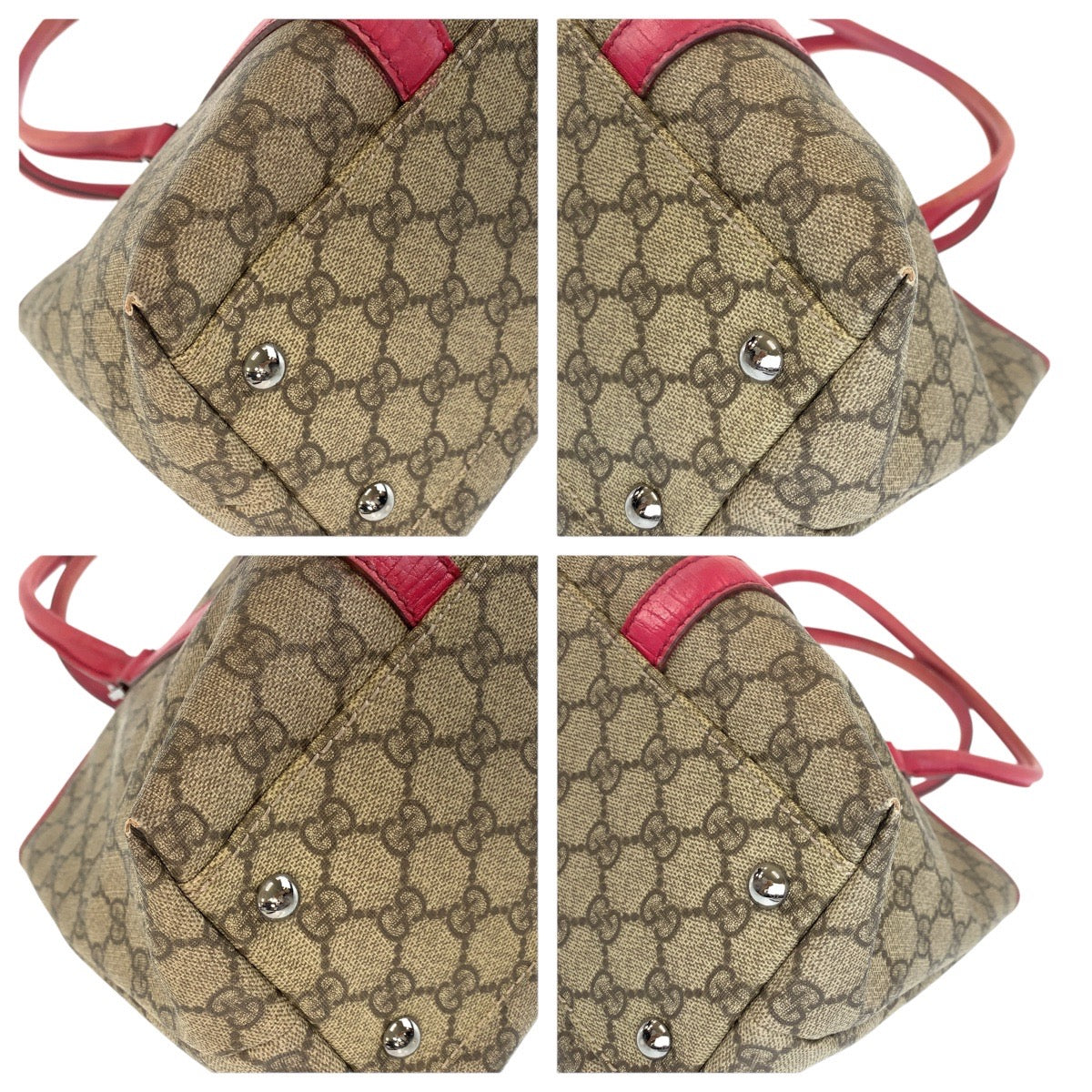 14949
GUCCI グッチ ピンク ブラウン シルバー金具 GGスプリームキャンバス / レザー 114595 トートバッグ ショルダーバッグ  レディース