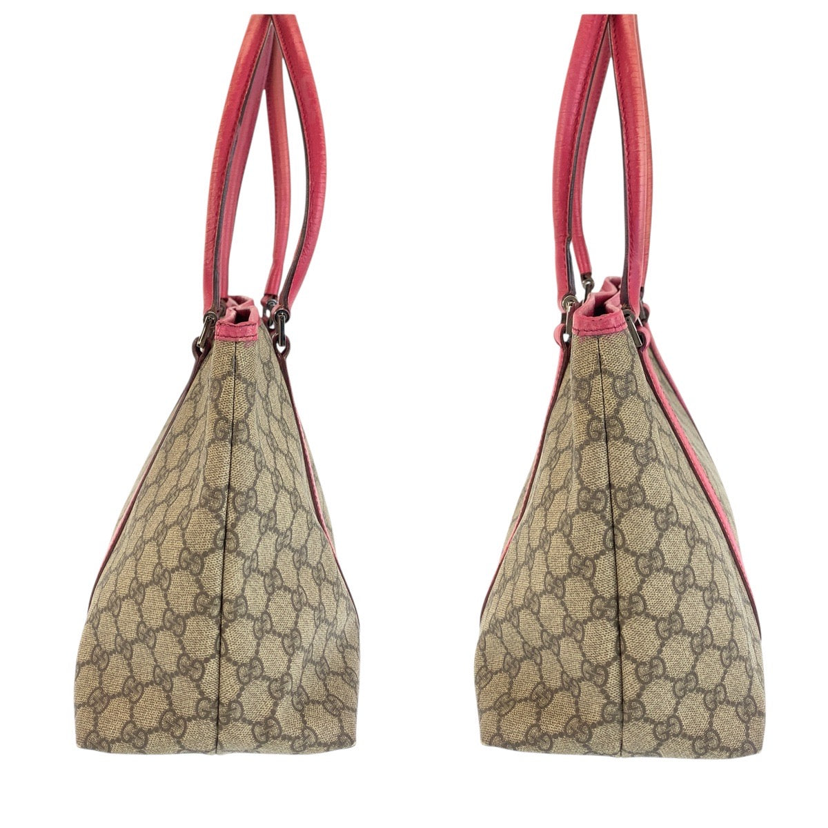 14949
GUCCI グッチ ピンク ブラウン シルバー金具 GGスプリームキャンバス / レザー 114595 トートバッグ ショルダーバッグ  レディース