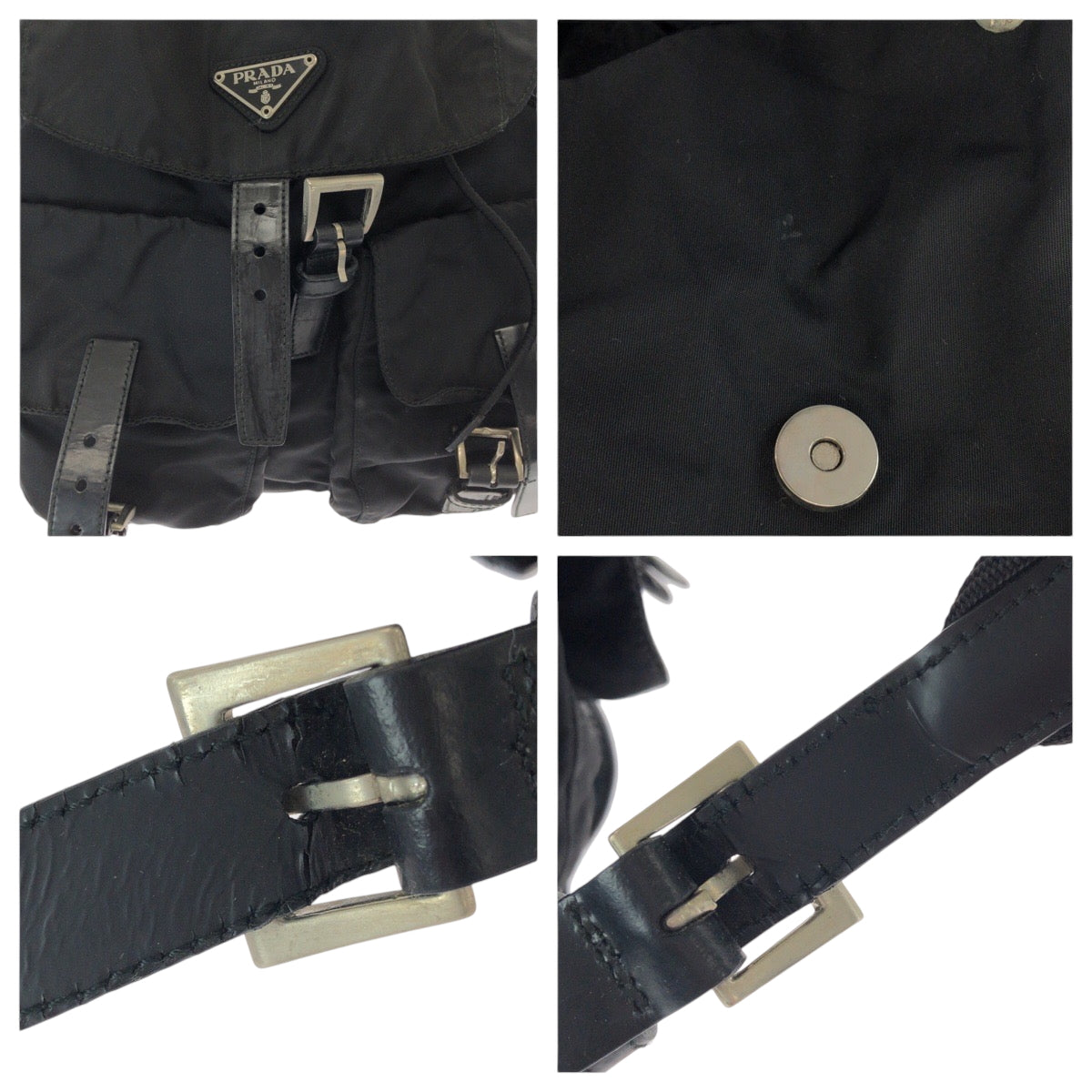 14950
PRADA プラダ テスート 三角ロゴプレート ブラック 黒 シルバー金具 ナイロン BZ2811 リュックサック バックパック  レディース