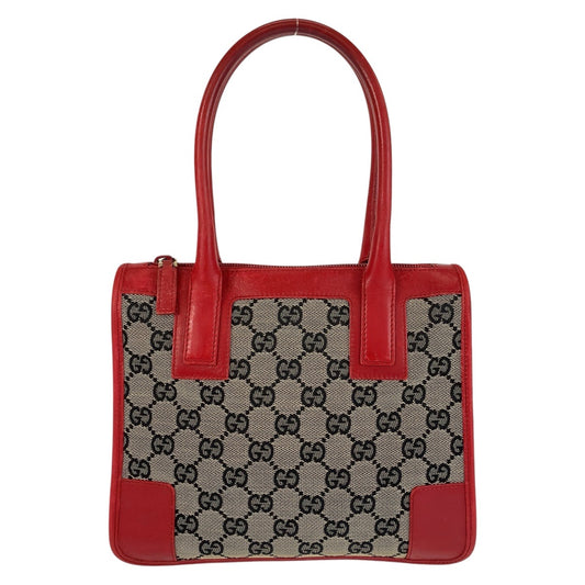 14951
GUCCI グッチ レッド ベージュ GGキャンバス / レザー 000 0856 トートバッグ  レディース