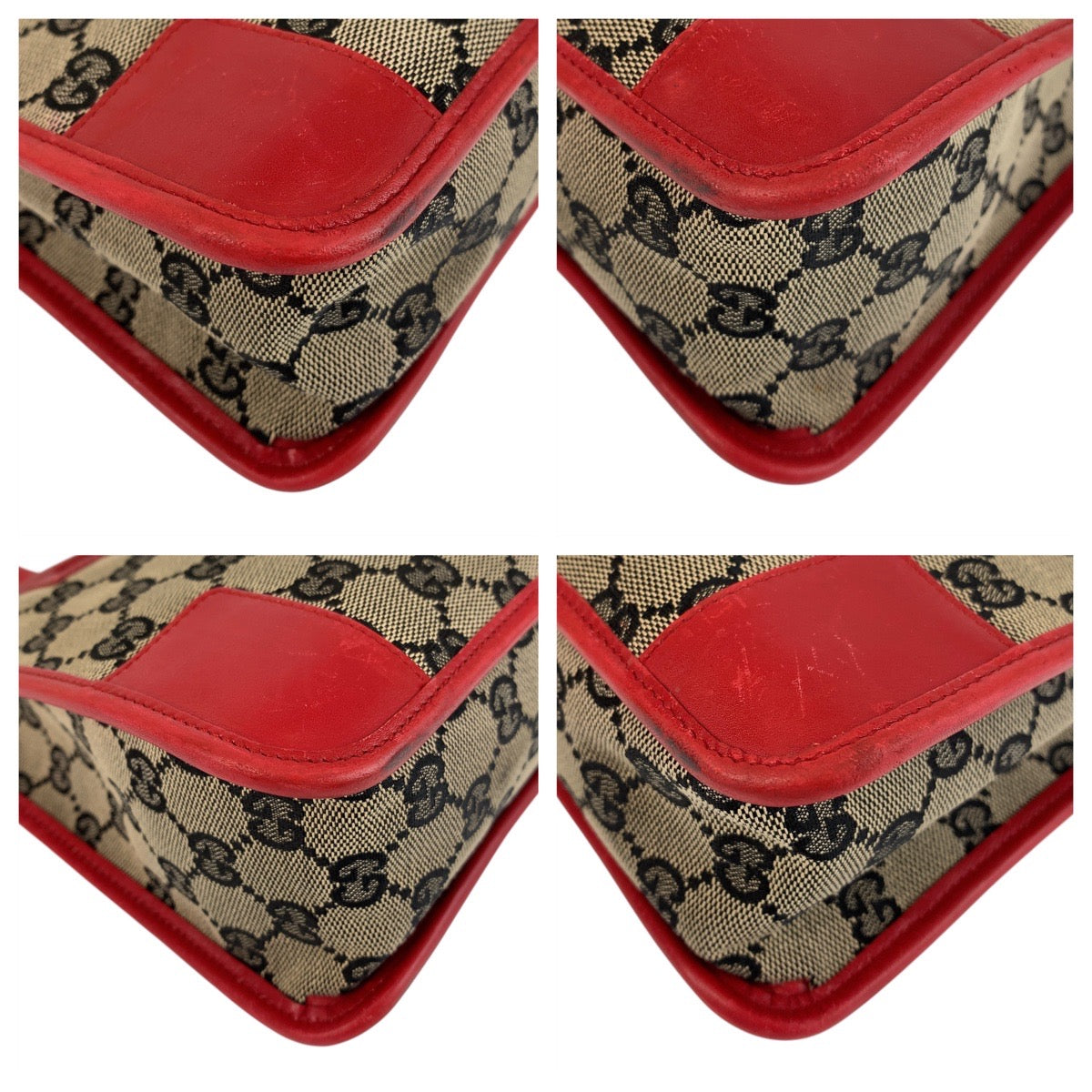 14951
GUCCI グッチ レッド ベージュ GGキャンバス / レザー 000 0856 トートバッグ  レディース