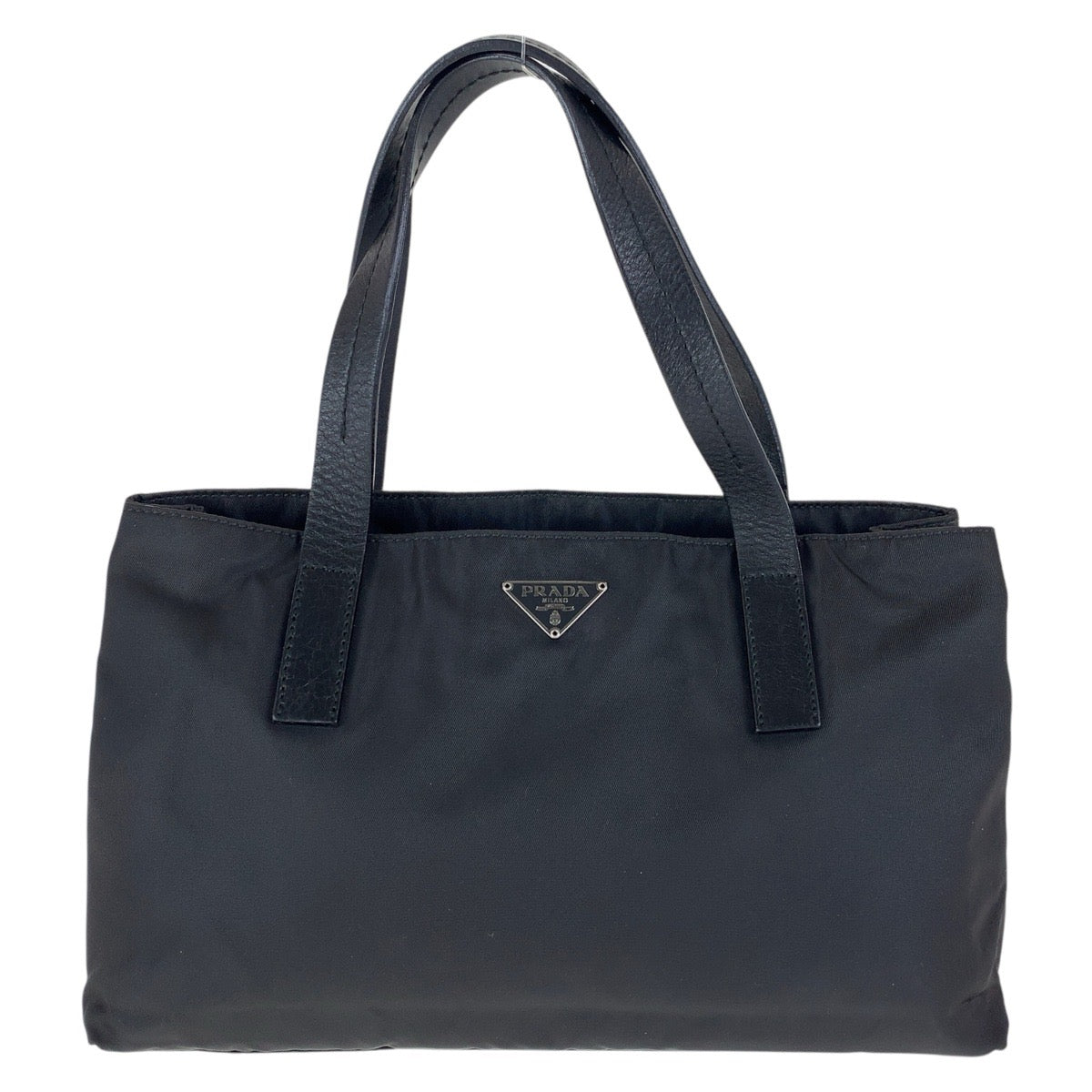 14953
PRADA プラダ テスート 三角ロゴプレート ブラック 黒 シルバー金具 ナイロン / レザー トートバッグ ハンドバッグ  レディース
