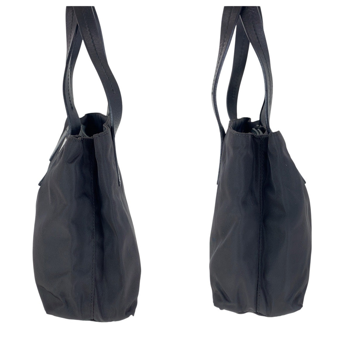 14953
PRADA プラダ テスート 三角ロゴプレート ブラック 黒 シルバー金具 ナイロン / レザー トートバッグ ハンドバッグ  レディース