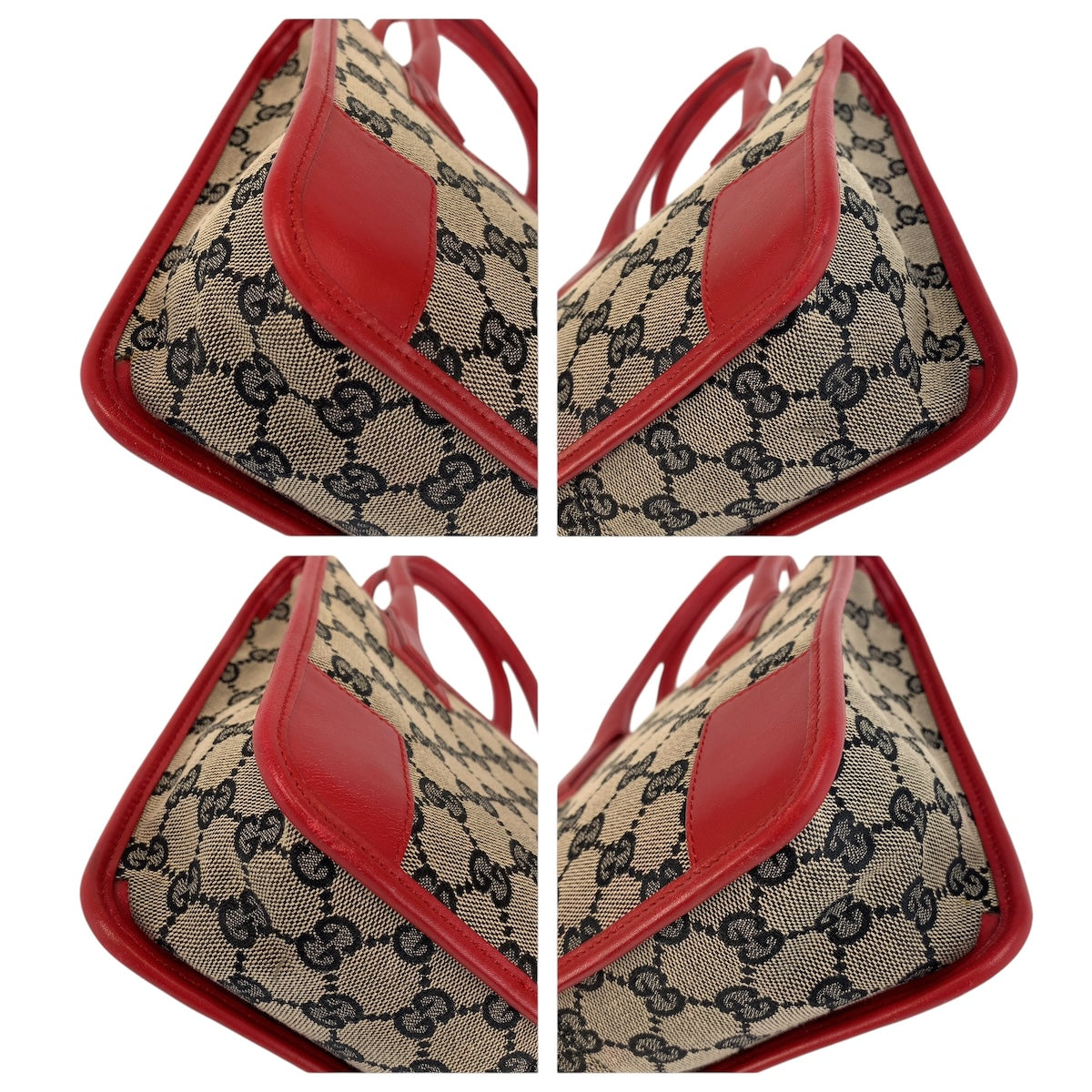 14955
GUCCI グッチ レッド ゴールド金具 GGキャンバス / レザー 000 0856 トートバッグ ハンドバッグ  レディース