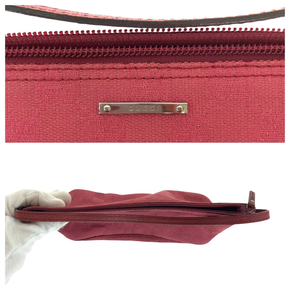 14960
GUCCI グッチ ピンク シルバー金具 GGキャンバス / レザー 7198 ハンドバッグ アクセサリーポーチ  レディース