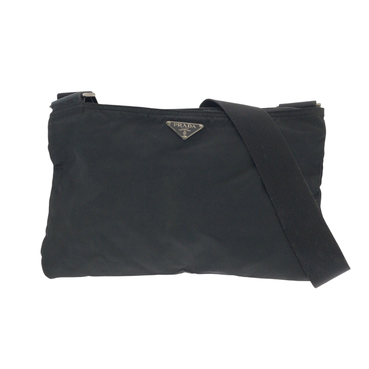 14961
PRADA プラダ テスート 三角ロゴプレート ブラック 黒 シルバー金具 ナイロン ショルダーバッグ サコッシュ  メンズ