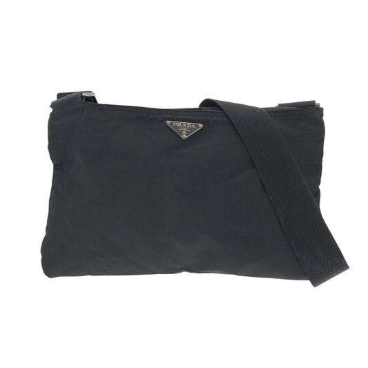 14961
PRADA プラダ テスート 三角ロゴプレート ブラック 黒 シルバー金具 ナイロン ショルダーバッグ サコッシュ  メンズ