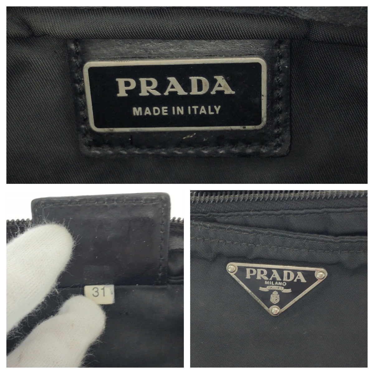 14961
PRADA プラダ テスート 三角ロゴプレート ブラック 黒 シルバー金具 ナイロン ショルダーバッグ サコッシュ  メンズ