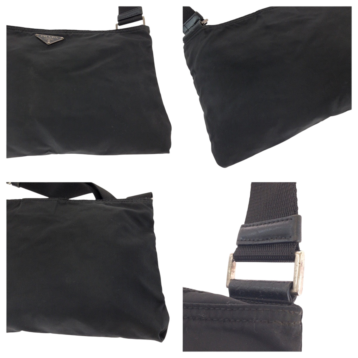14961
PRADA プラダ テスート 三角ロゴプレート ブラック 黒 シルバー金具 ナイロン ショルダーバッグ サコッシュ  メンズ