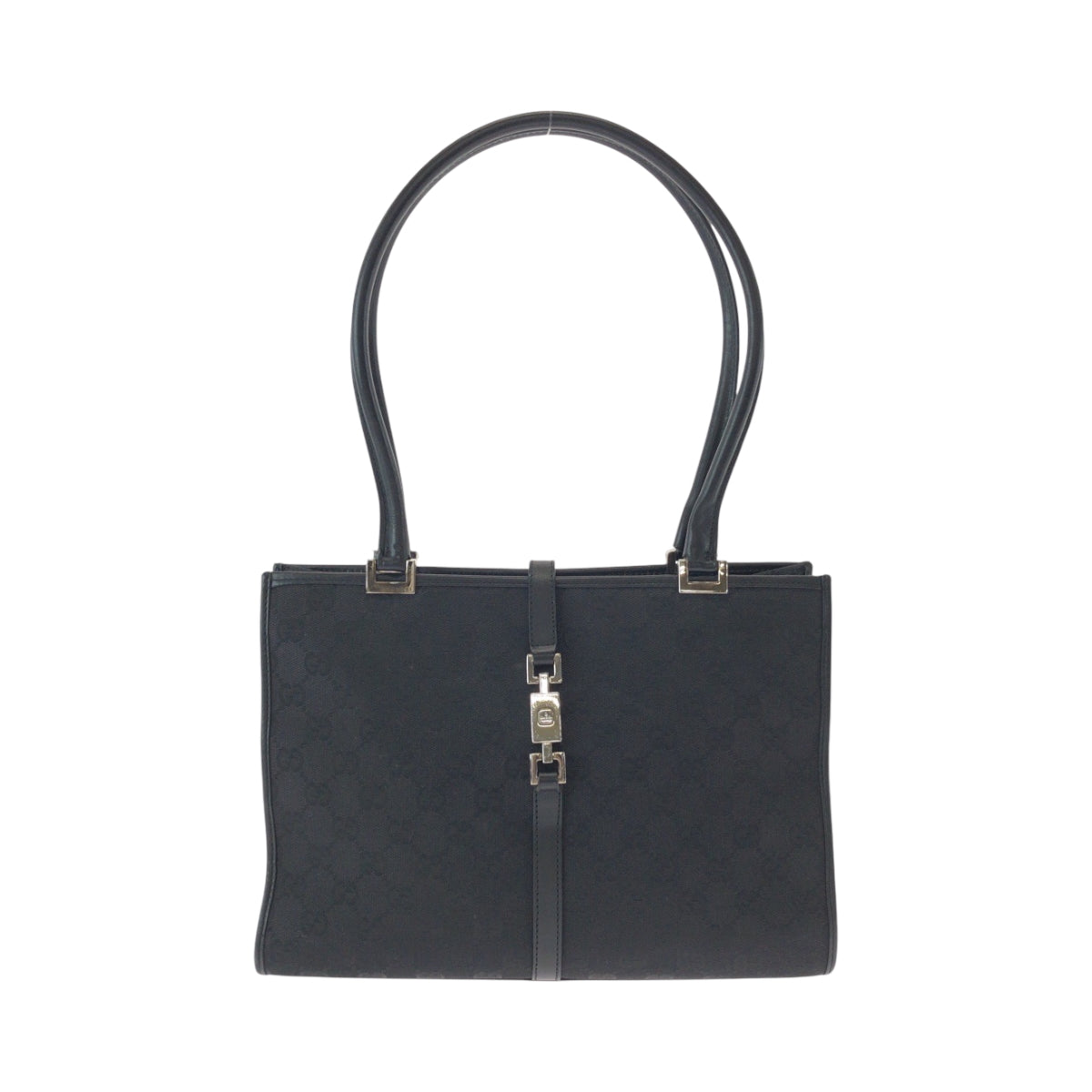 14962
 GUCCI Jackie Black Silver Hardware GG Canvas 002 1073 Tote Bag Shoulder Bag Women's