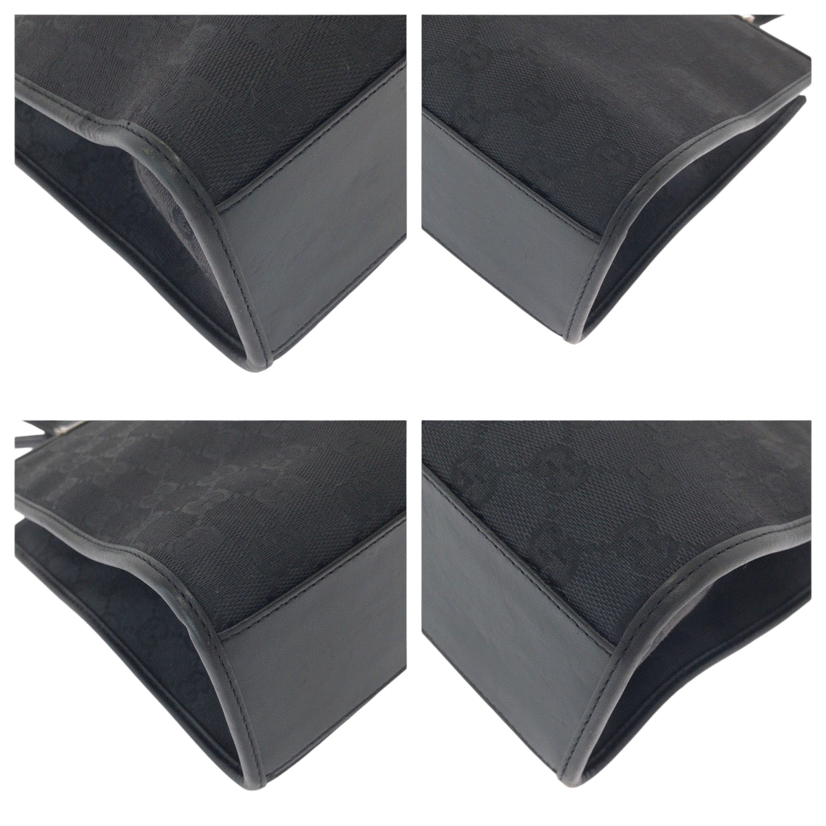 14962
 GUCCI Jackie Black Silver Hardware GG Canvas 002 1073 Tote Bag Shoulder Bag Women's