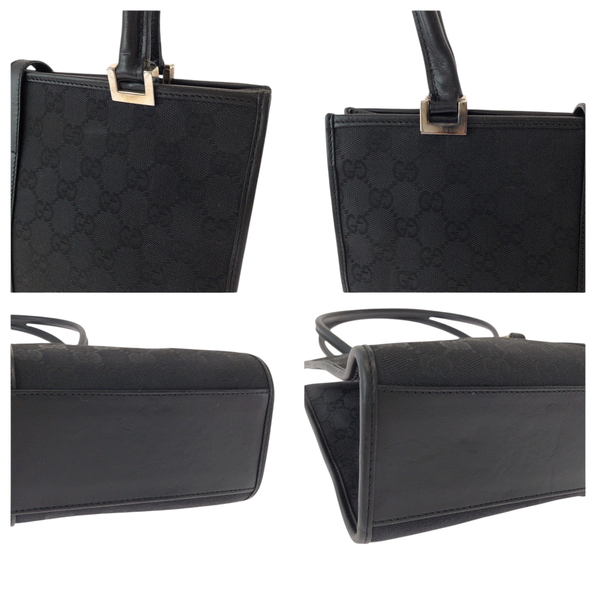 14962
 GUCCI Jackie Black Silver Hardware GG Canvas 002 1073 Tote Bag Shoulder Bag Women's