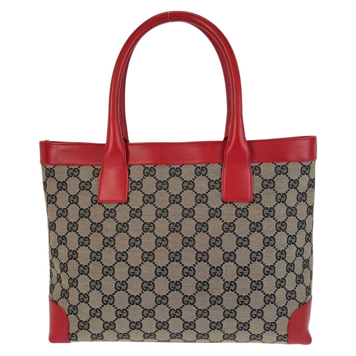 14964
GUCCI グッチ レッド ベージュ GGキャンバス / レザー 002 1119 トートバッグ ハンドバッグ  レディース