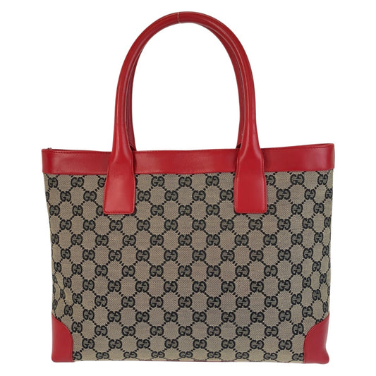14964
GUCCI グッチ レッド ベージュ GGキャンバス / レザー 002 1119 トートバッグ ハンドバッグ  レディース