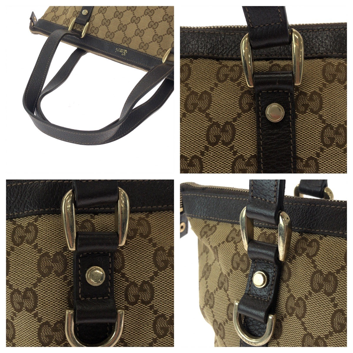 14965
GUCCI グッチ ベージュ ブラウン ゴールド金具 GGキャンバス 141470 トートバッグ ショルダーバッグ  レディース