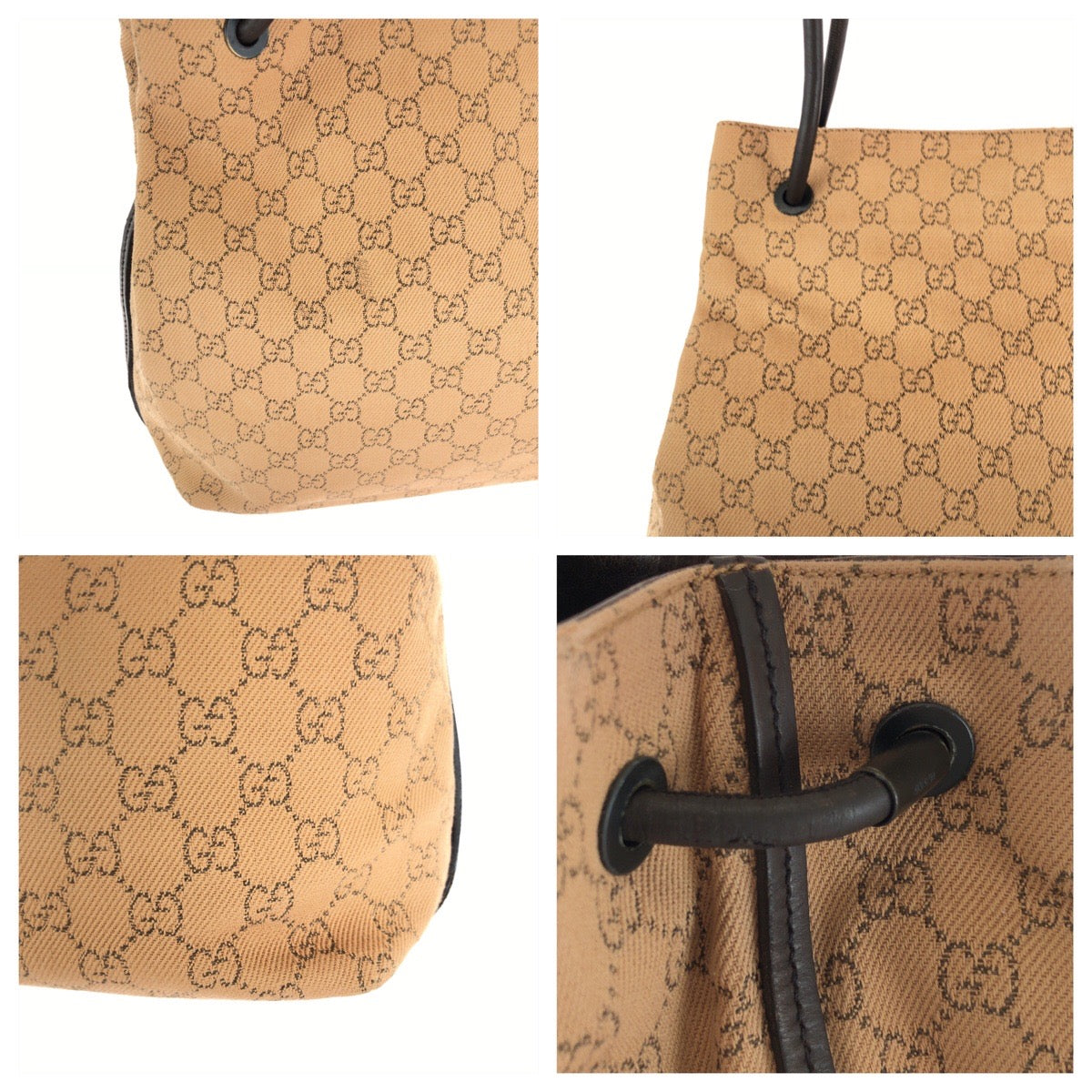 14966
GUCCI グッチ ブラウン ブラック金具 キャンバス 101341 トートバッグ ショルダーバッグ  レディース