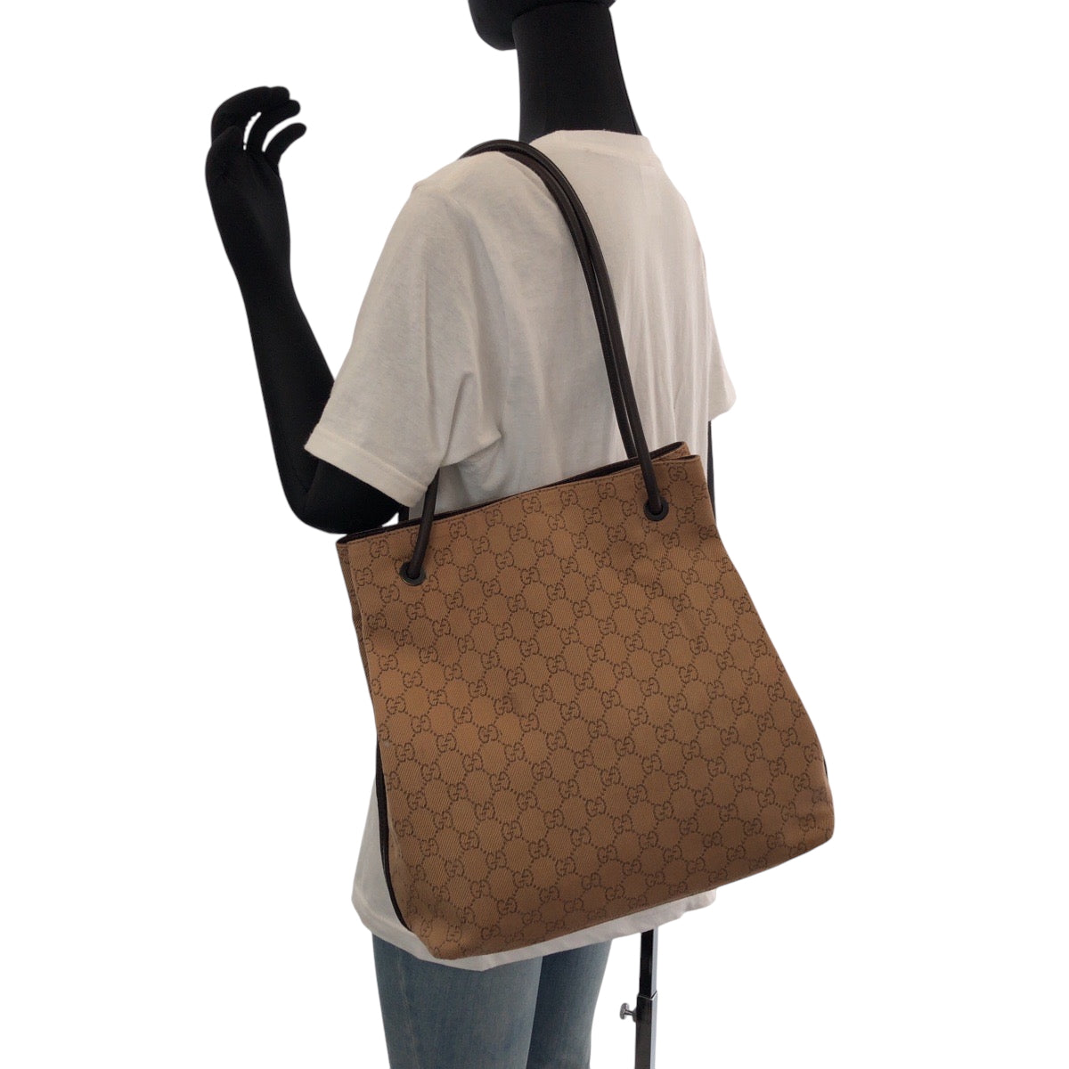 14966
GUCCI グッチ ブラウン ブラック金具 キャンバス 101341 トートバッグ ショルダーバッグ  レディース