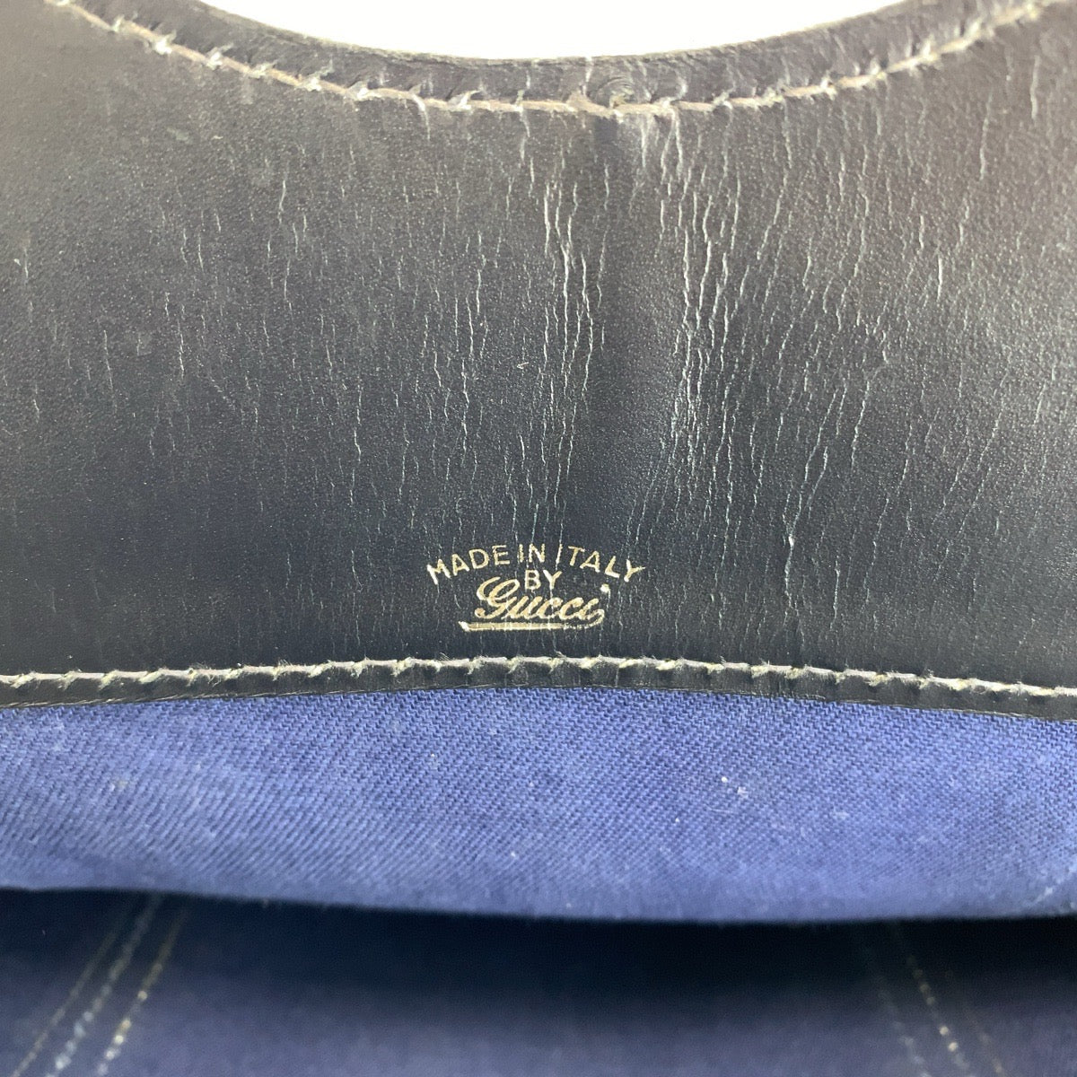 14967
GUCCI グッチ シェリーライン ネイビー グレー GGスプリームキャンバス / レザー トートバッグ  レディース