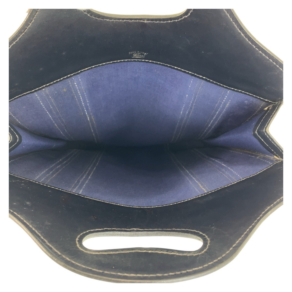 14967
GUCCI グッチ シェリーライン ネイビー グレー GGスプリームキャンバス / レザー トートバッグ  レディース