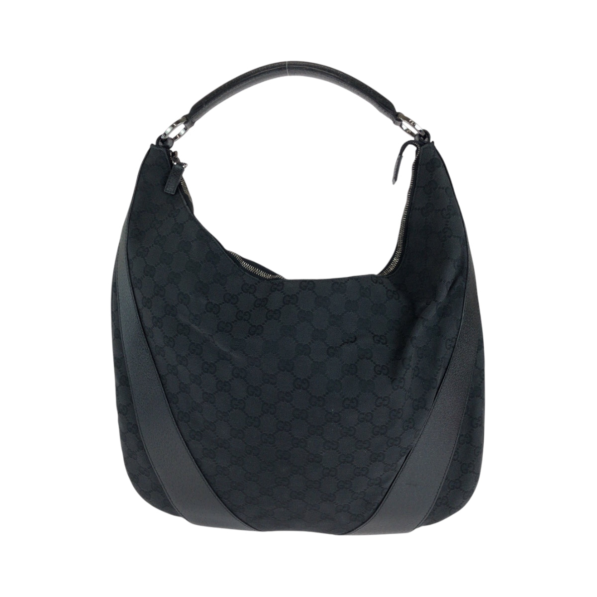 14968
GUCCI グッチ ブラック 黒 シルバー金具 GGキャンバス 124358 ホーボー ワンショルダーバッグ 肩掛け  レディース
