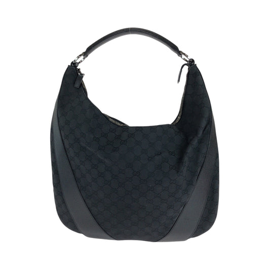 14968
GUCCI グッチ ブラック 黒 シルバー金具 GGキャンバス 124358 ホーボー ワンショルダーバッグ 肩掛け  レディース