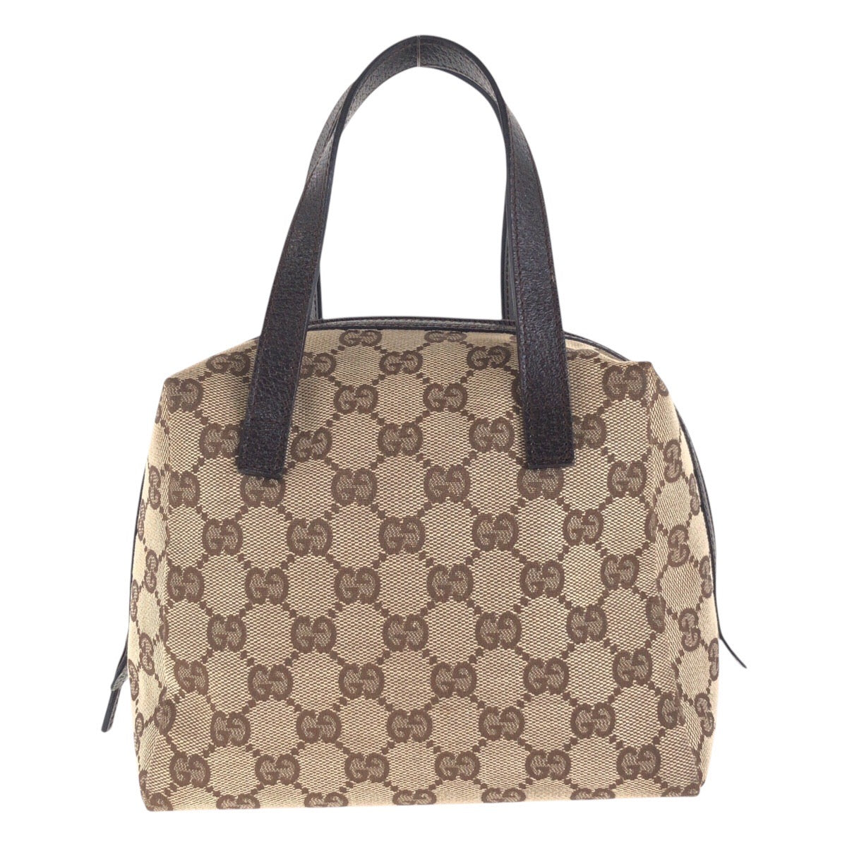 14969
GUCCI グッチ ベージュ ブラウン シルバー金具 GGキャンバス / レザー 124542 ハンドバッグ  レディース