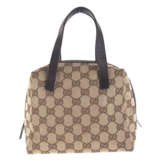 14969
GUCCI グッチ ベージュ ブラウン シルバー金具 GGキャンバス / レザー 124542 ハンドバッグ  レディース