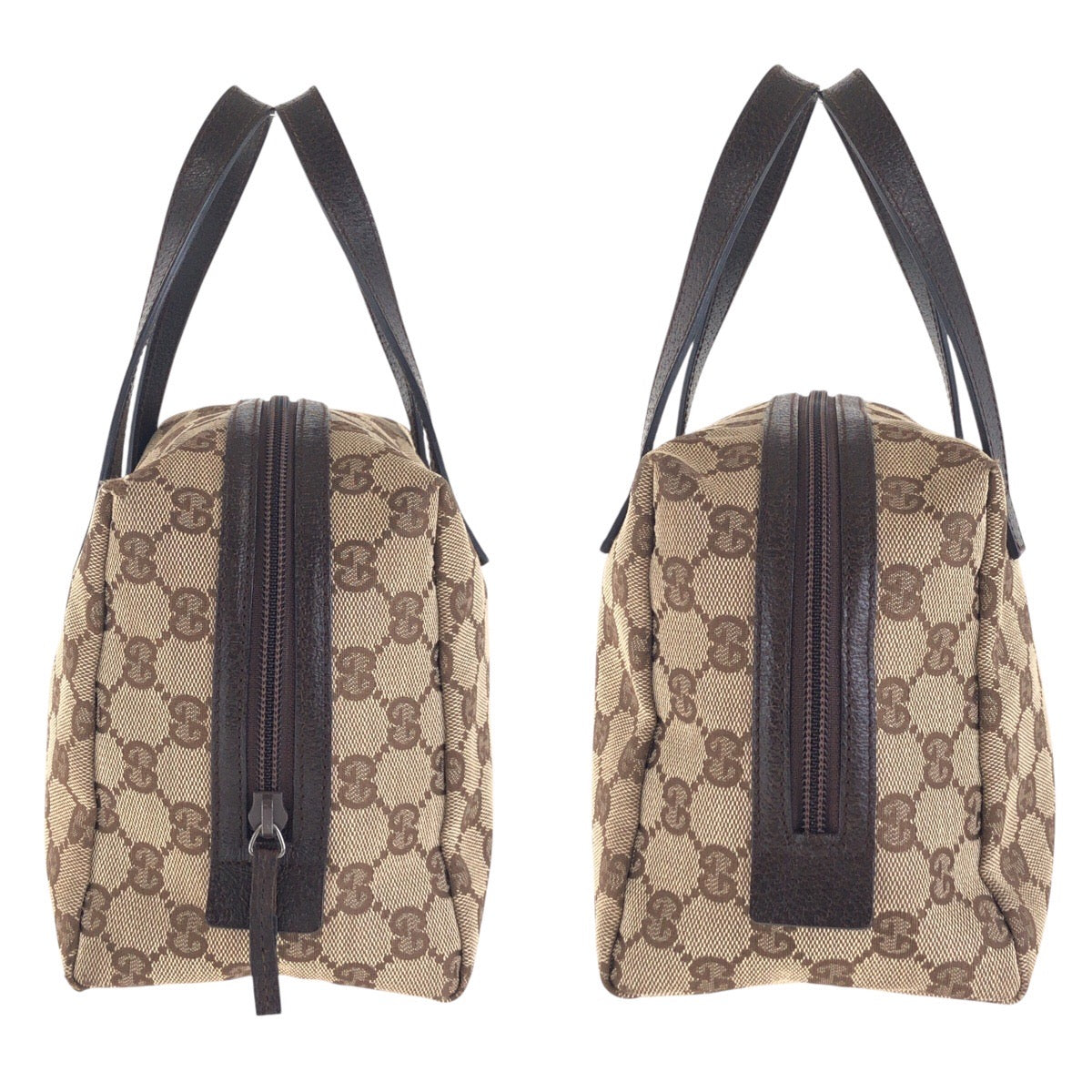 14969
GUCCI グッチ ベージュ ブラウン シルバー金具 GGキャンバス / レザー 124542 ハンドバッグ  レディース