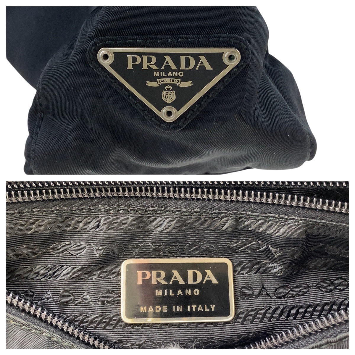 14970
PRADA プラダ テスート 三角ロゴプレート ブラック 黒 シルバー金具 ナイロン トートバッグ ショルダーバッグ  レディース ABP16