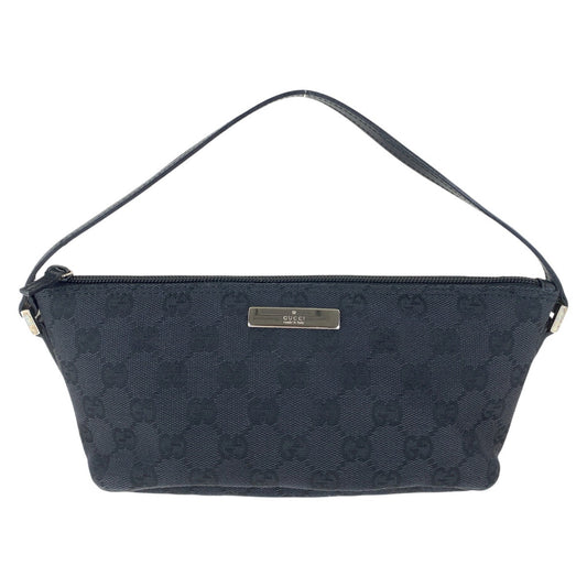 14972
GUCCI グッチ ブラック 黒 シルバー金具 GGキャンバス / レザー 039 1103 ハンドバッグ アクセサリーポーチ  レディース