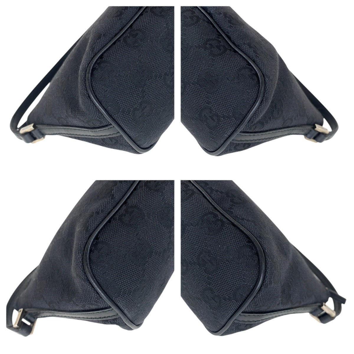 14972
GUCCI グッチ ブラック 黒 シルバー金具 GGキャンバス / レザー 039 1103 ハンドバッグ アクセサリーポーチ  レディース