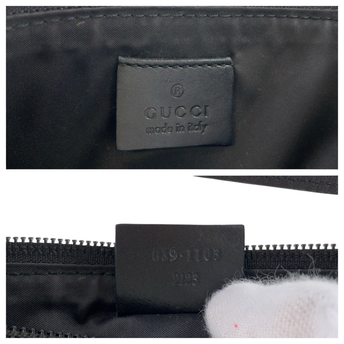 14972
GUCCI グッチ ブラック 黒 シルバー金具 GGキャンバス / レザー 039 1103 ハンドバッグ アクセサリーポーチ  レディース