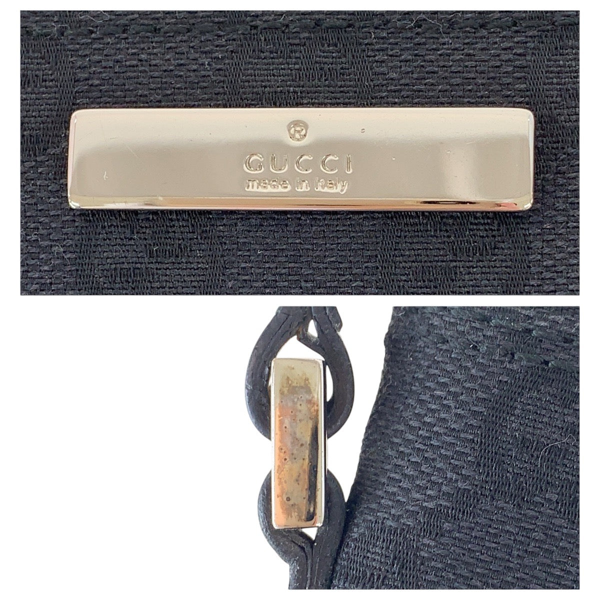 14972
GUCCI グッチ ブラック 黒 シルバー金具 GGキャンバス / レザー 039 1103 ハンドバッグ アクセサリーポーチ  レディース