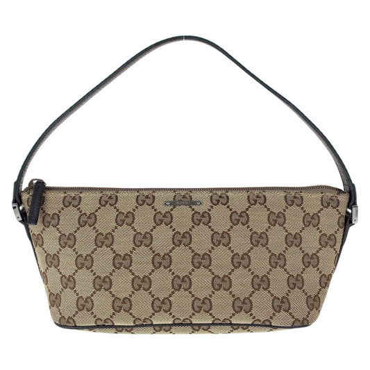 14973
GUCCI グッチ シェリーライン ブラウン シルバー金具 GGキャンバス / レザー 141809 ハンドバッグ アクセサリーポーチ  レディース