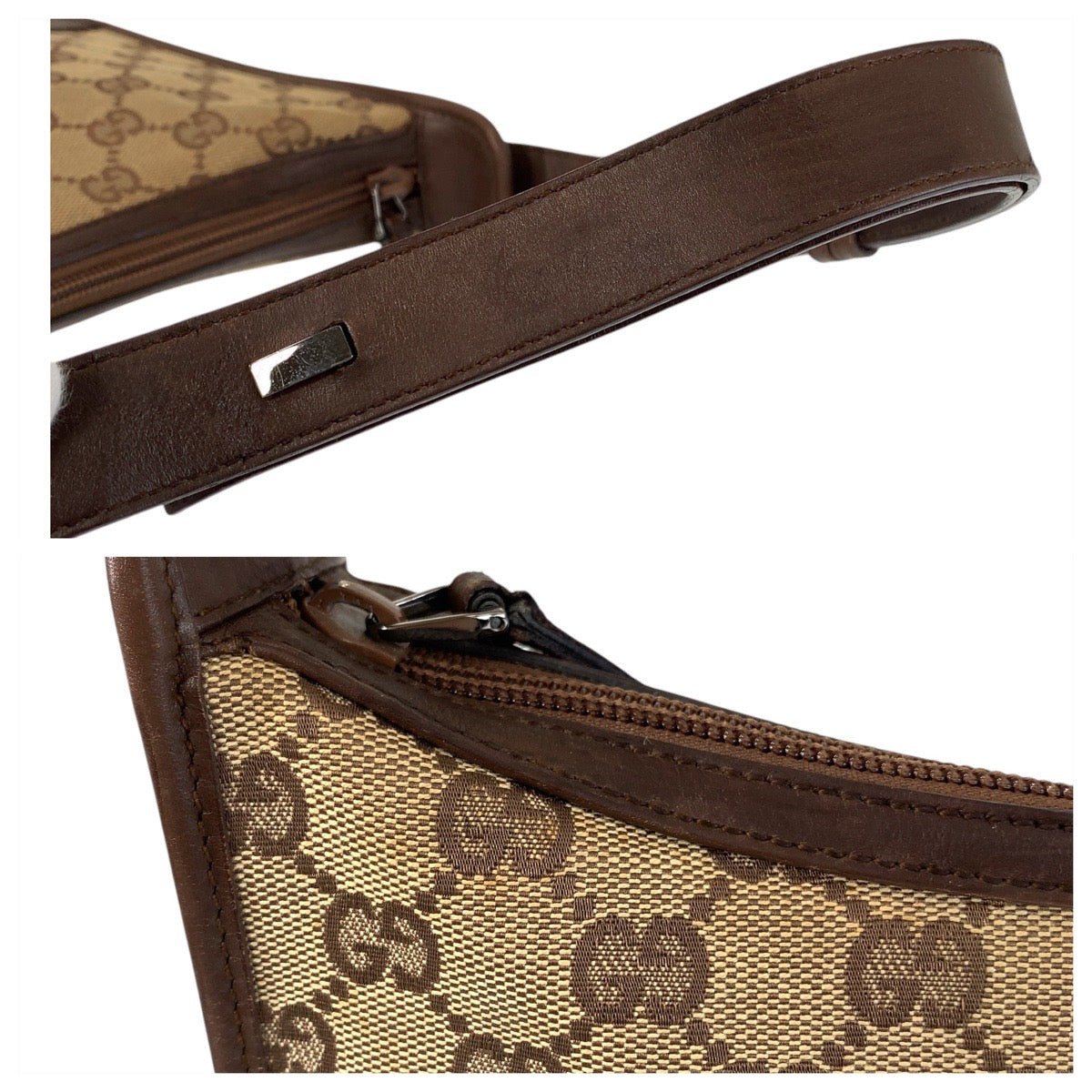 14974
GUCCI グッチ ベージュ ブラウン GGキャンバス / レザー 001 4206 ショルダーバッグ  レディース