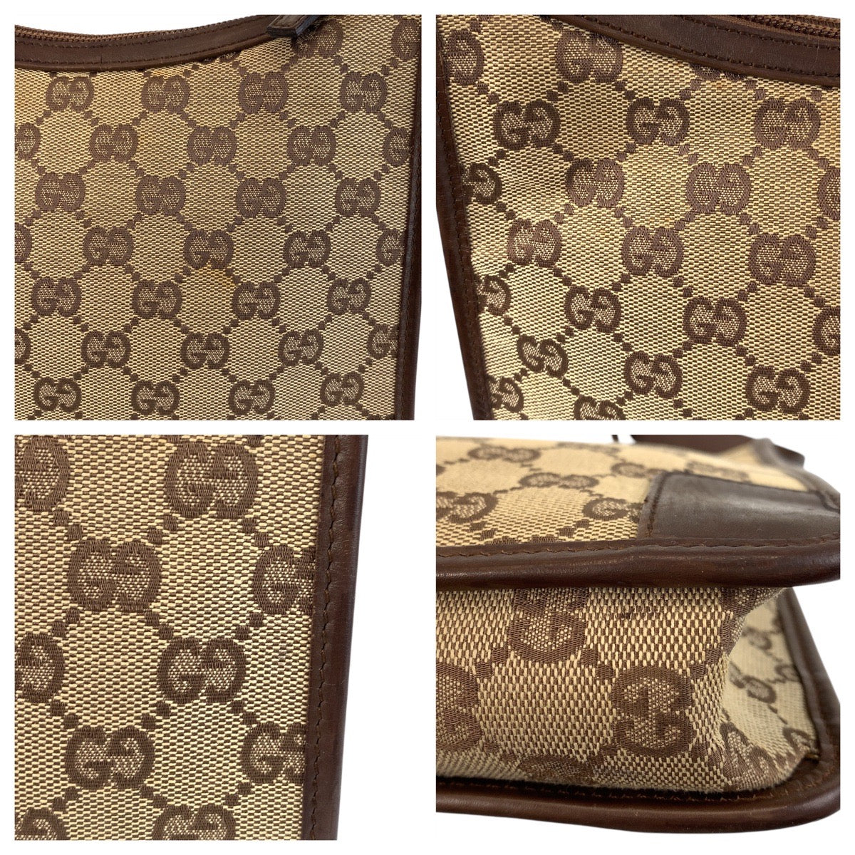 14974
GUCCI グッチ ベージュ ブラウン GGキャンバス / レザー 001 4206 ショルダーバッグ  レディース