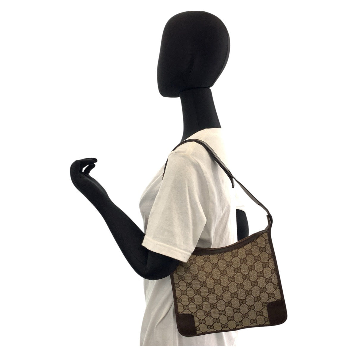 14974
GUCCI グッチ ベージュ ブラウン GGキャンバス / レザー 001 4206 ショルダーバッグ  レディース