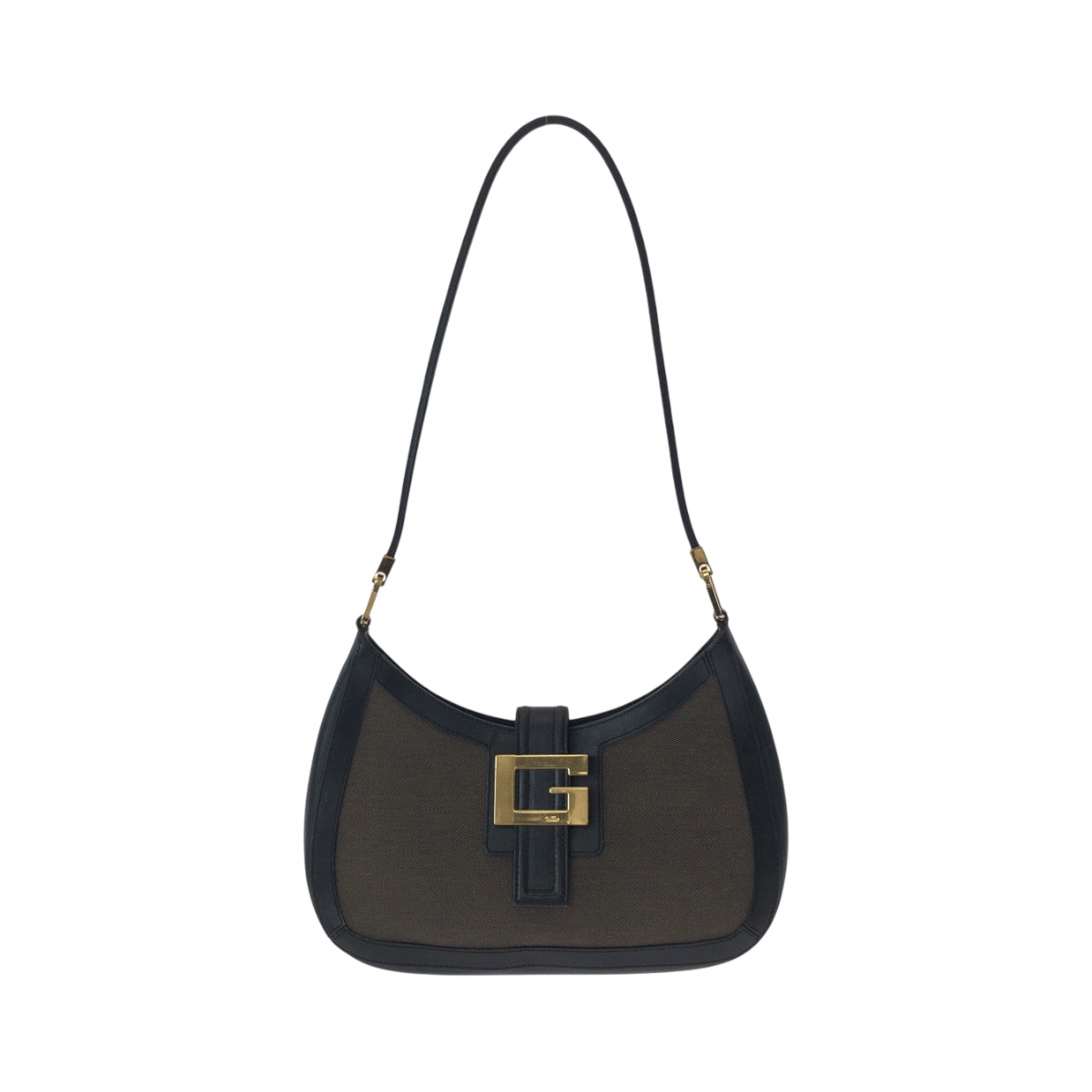 14975
GUCCI グッチ ホーボー ブラウン ブラック ゴールド金具 コットン 001 4141 ホーボー ワンショルダーバッグ 肩掛け  レディース