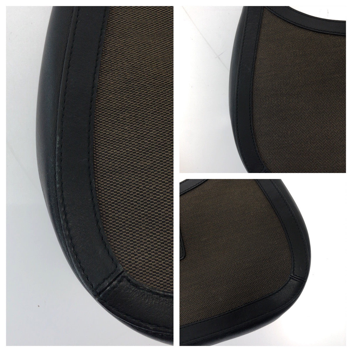 14975
GUCCI グッチ ホーボー ブラウン ブラック ゴールド金具 コットン 001 4141 ホーボー ワンショルダーバッグ 肩掛け  レディース