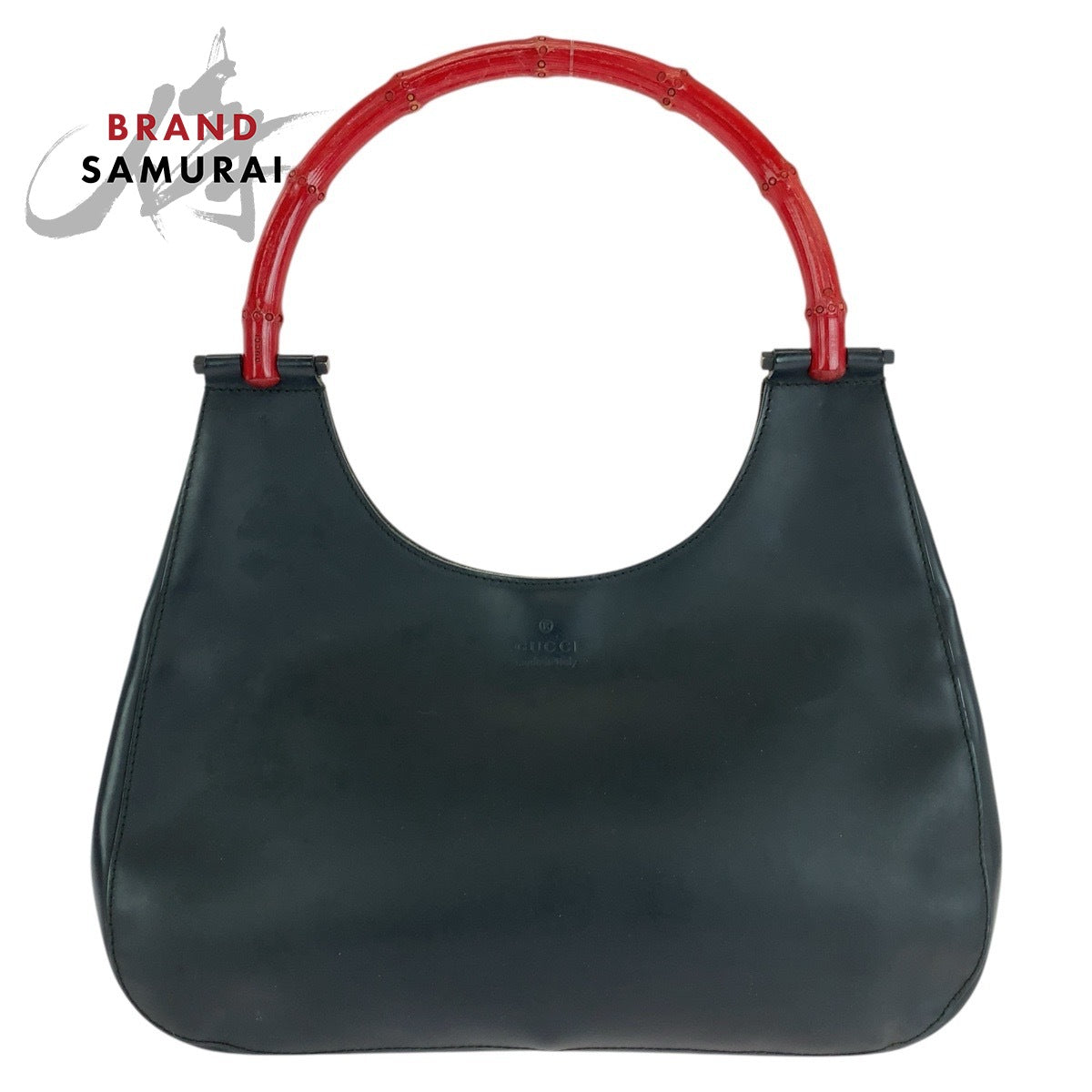 18012
GUCCI グッチ バンブー ブラック 黒 レッド シルバー金具 レザー 001 3739 ショルダーバッグ  レディース AB34