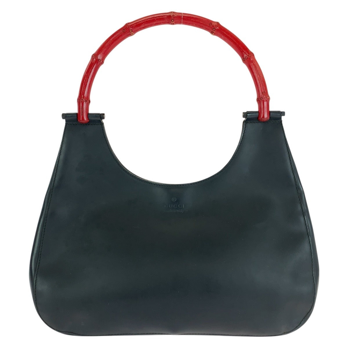 14976
GUCCI グッチ バンブー ブラック 黒 レッド シルバー金具 レザー 001 3739 ショルダーバッグ  レディース