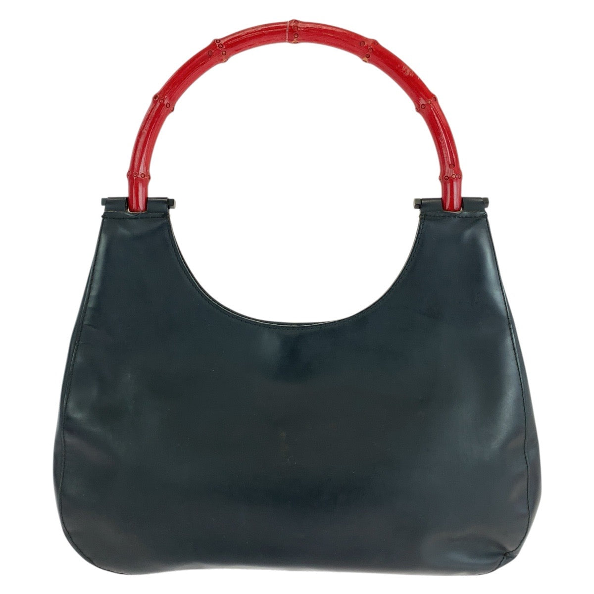 14976
GUCCI グッチ バンブー ブラック 黒 レッド シルバー金具 レザー 001 3739 ショルダーバッグ  レディース