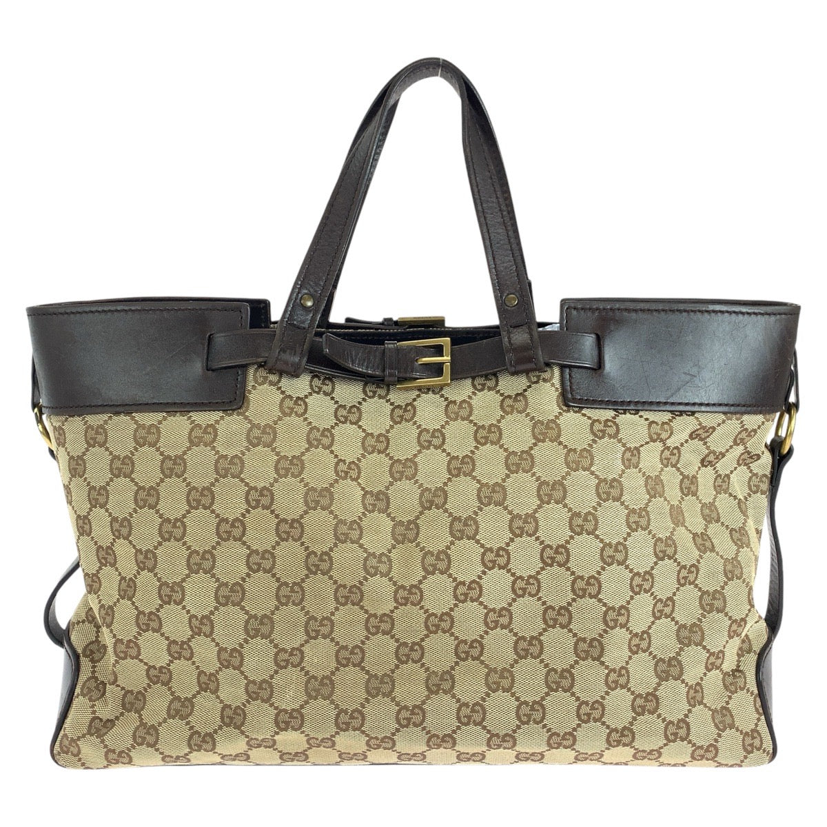 14977
GUCCI グッチ ブラウン ゴールド金具 GGキャンバス / レザー 106251 トートバッグ ハンドバッグ  レディース