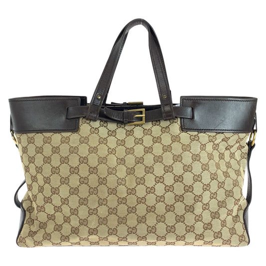 14977
GUCCI グッチ ブラウン ゴールド金具 GGキャンバス / レザー 106251 トートバッグ ハンドバッグ  レディース