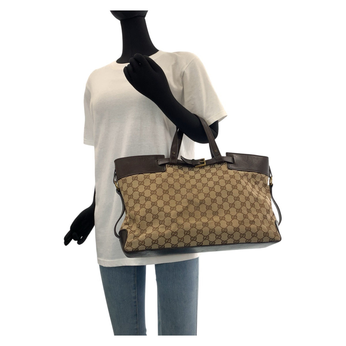 14977
GUCCI グッチ ブラウン ゴールド金具 GGキャンバス / レザー 106251 トートバッグ ハンドバッグ  レディース