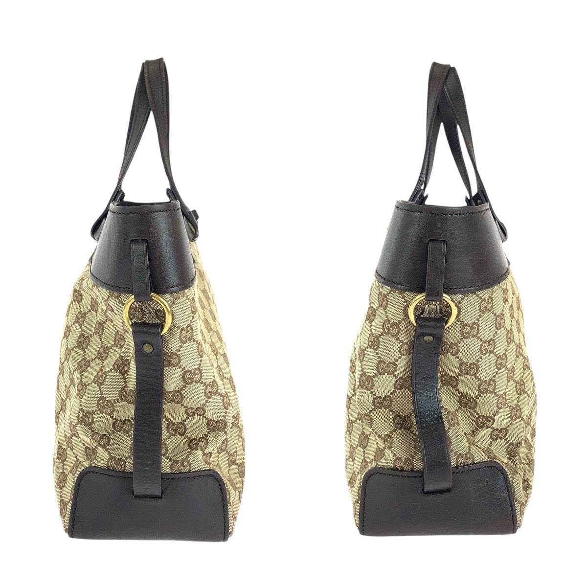 14977
GUCCI グッチ ブラウン ゴールド金具 GGキャンバス / レザー 106251 トートバッグ ハンドバッグ  レディース