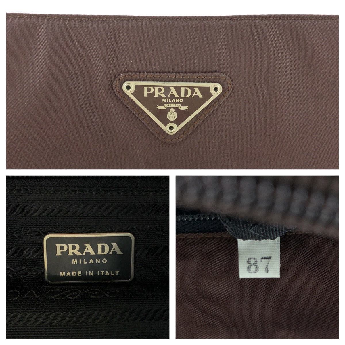 14978
PRADA プラダ テスート 三角ロゴプレート ブラウン シルバー金具 ナイロン トートバッグ ショルダーバッグ  レディース