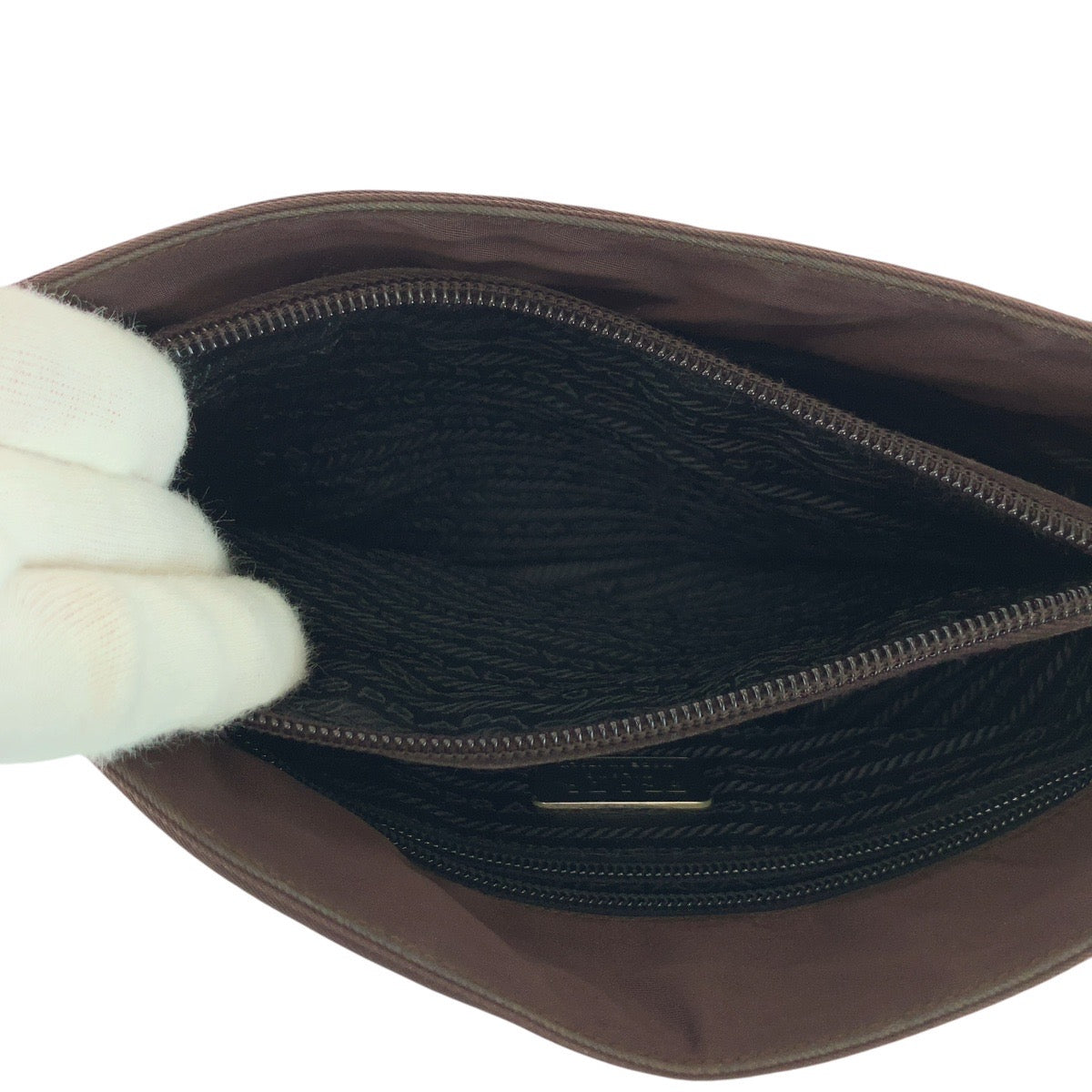 14978
PRADA プラダ テスート 三角ロゴプレート ブラウン シルバー金具 ナイロン トートバッグ ショルダーバッグ  レディース