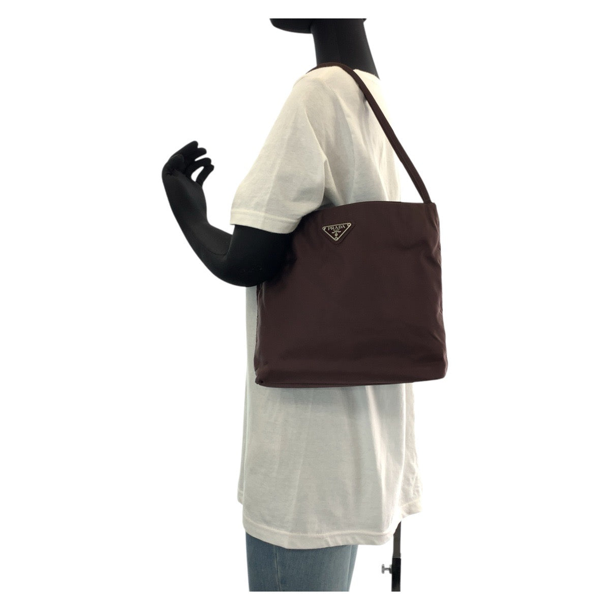 14978
PRADA プラダ テスート 三角ロゴプレート ブラウン シルバー金具 ナイロン トートバッグ ショルダーバッグ  レディース